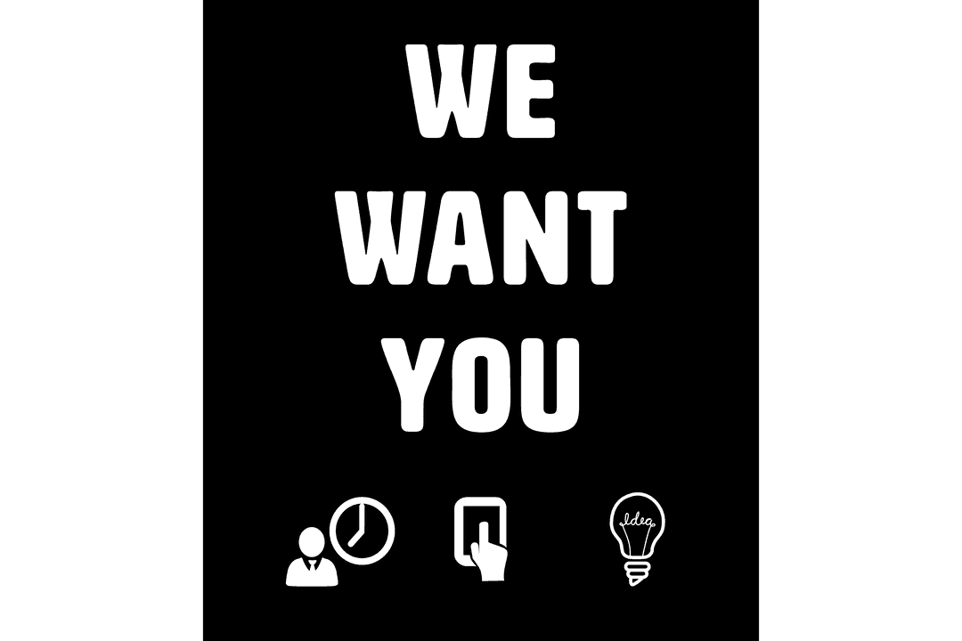 Transparent Recruitment Card with We Want You Text