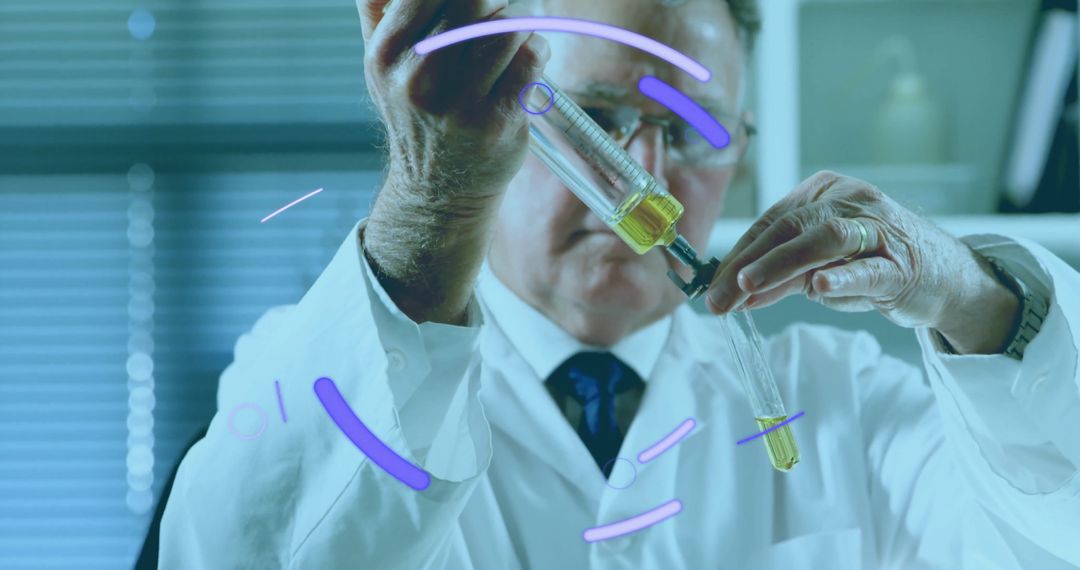 Scientist Analyzing Samples with Advanced Digital Interface