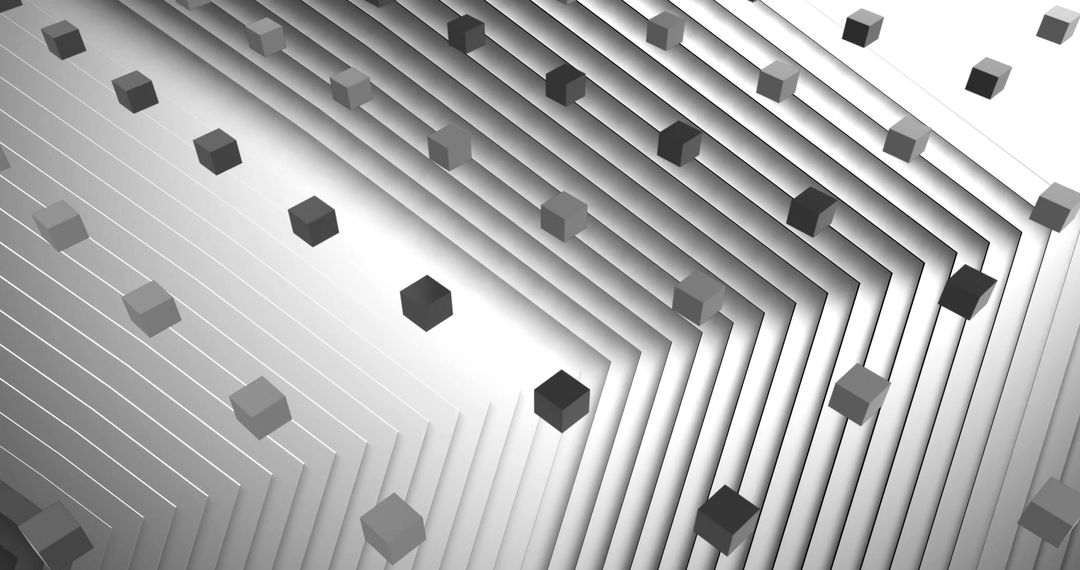 Futuristic Digital Interface with Moving Black and White Cubes