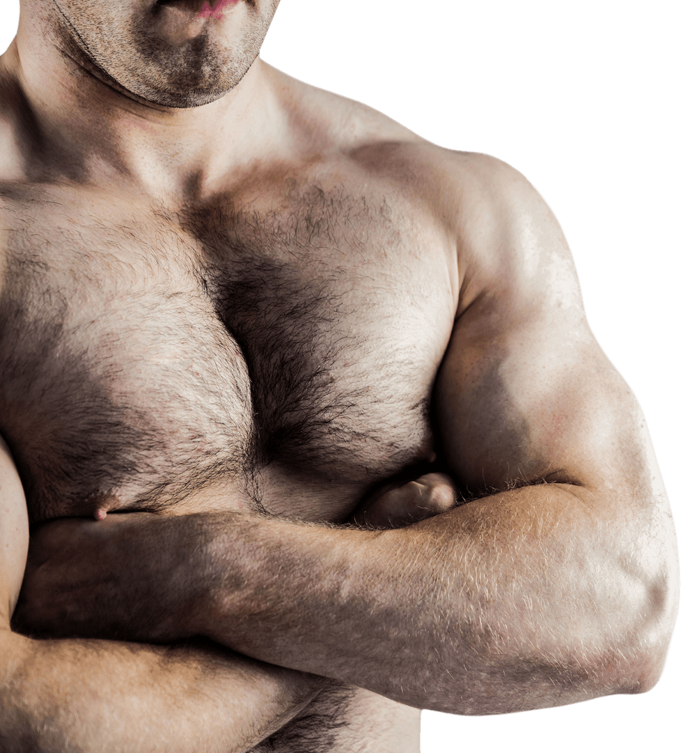 Transparent Muscular Man with Arms Crossed Confident Pose