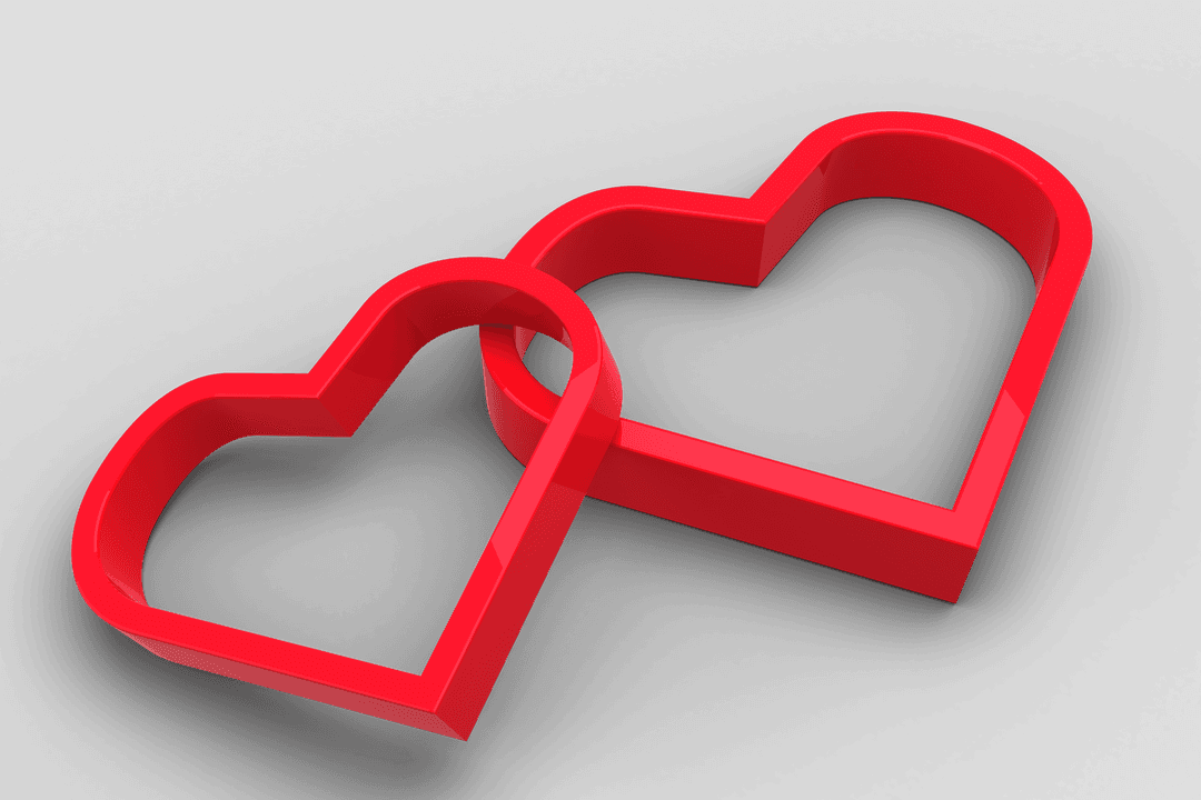 Digital Vector Red Heart Symbols on Transparent Background