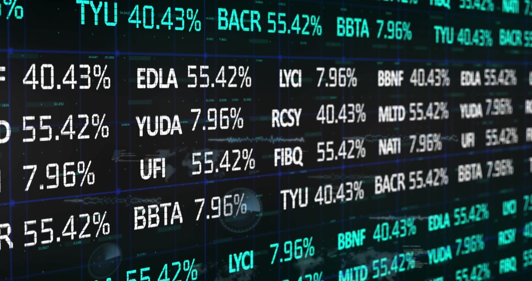 Financial Data Display on Digital Stock Market Board