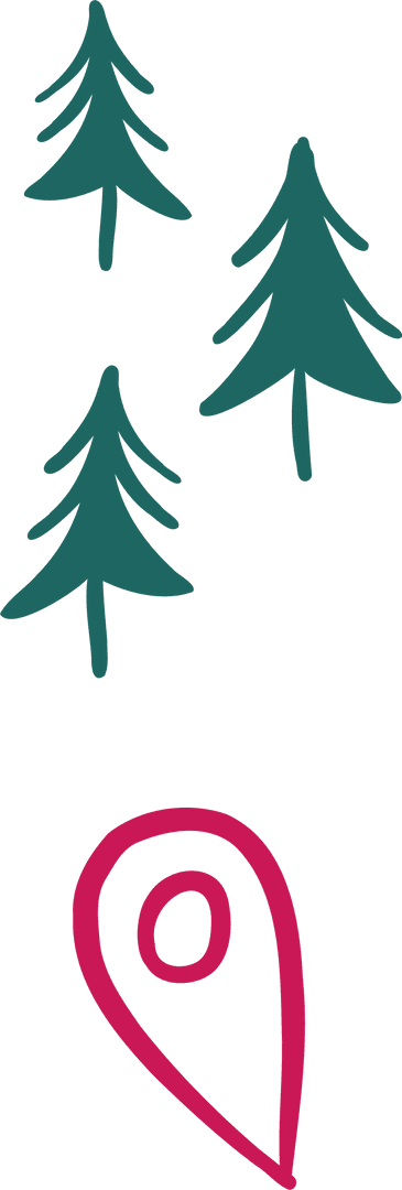 Transparent Background Forest Symbol with Red Location Pin