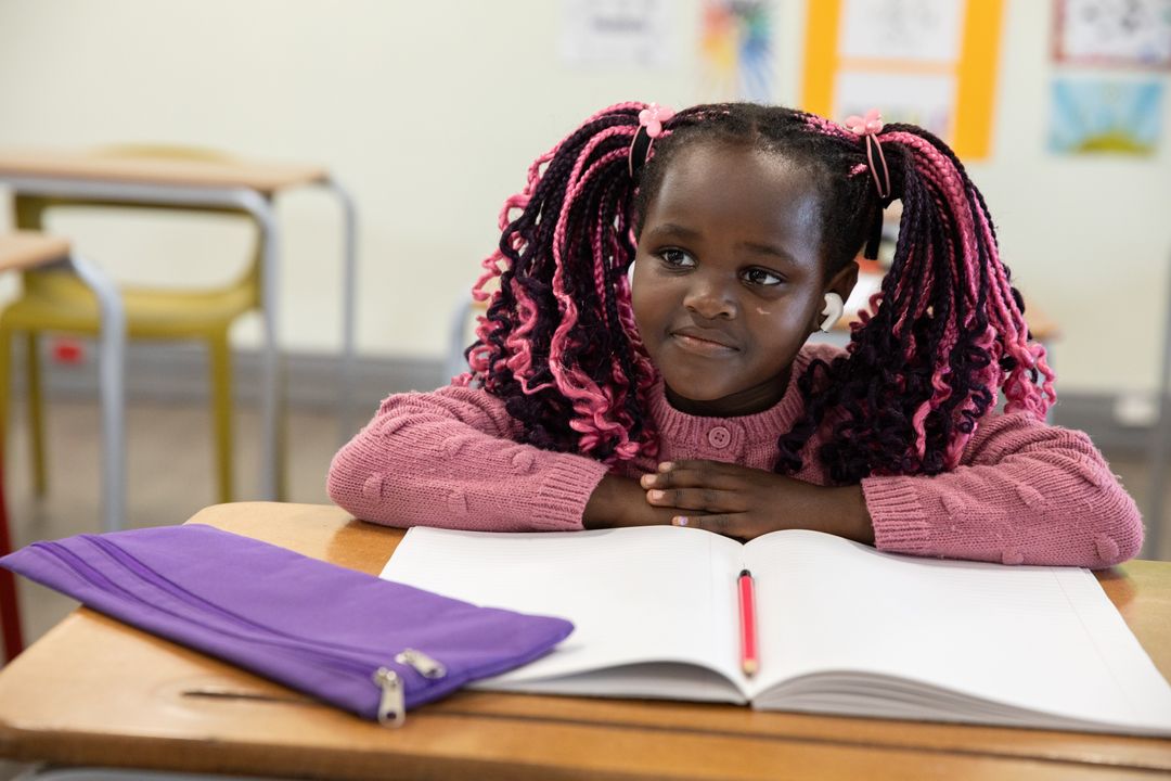 Young African American Girl Engaging in Classroom Learning