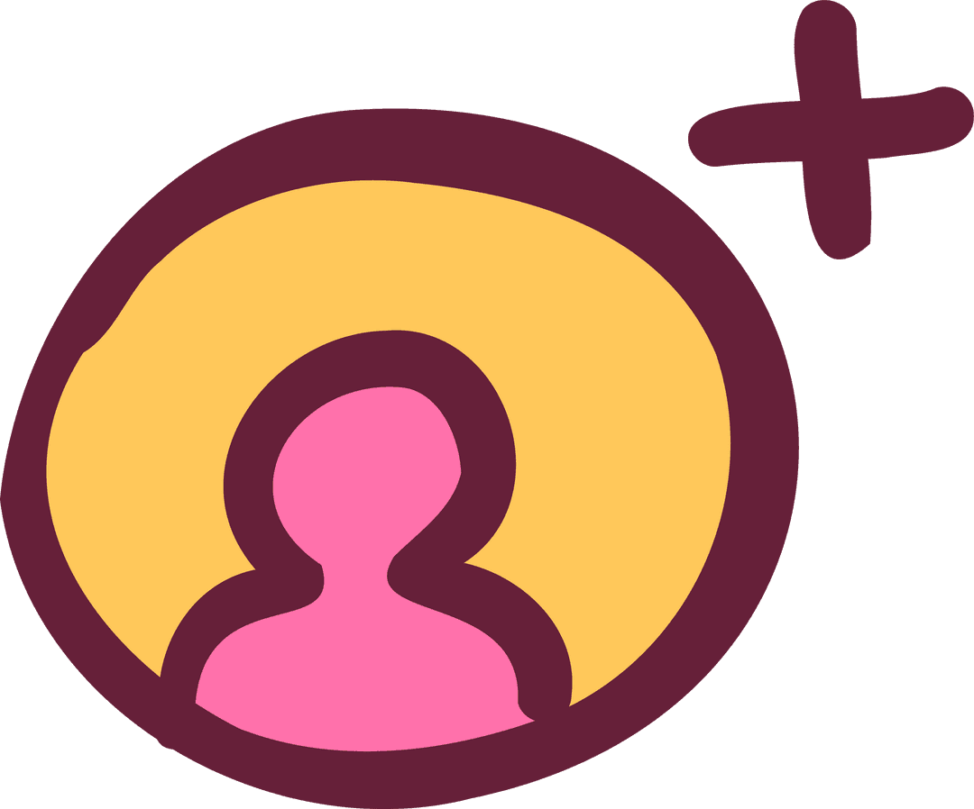 Stylized User Add Icon with Person Silhouette on Transparent Backdrop