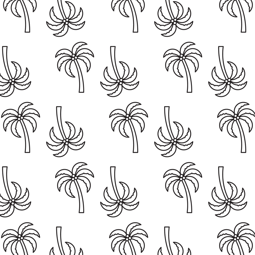 Tropical Palm Tree Seamless Pattern on Transparent Background