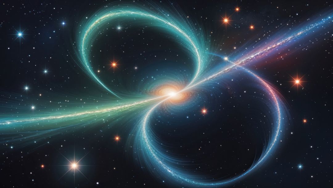 Abstract Cosmic Loops Emanating from Bright Core in Deep Space