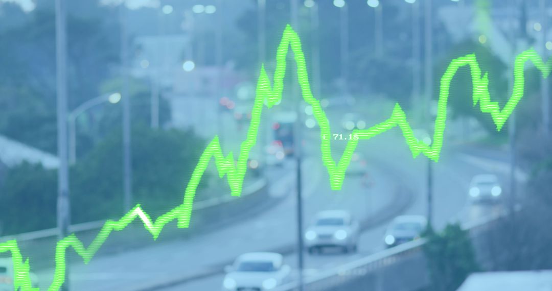 Digital Graph Overlay on Urban Traffic Background