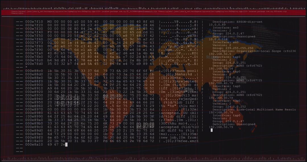 Digital Code with World Map Background in Terminal Interface - Free Images, Stock Photos and Pictures on Pikwizard.com