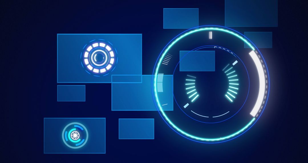 Futuristic Interface with Digital Scanning Radar and Data Screens