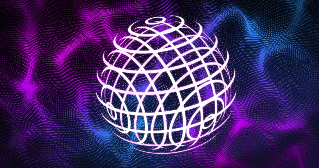 Futuristic White Globe with Abstract Purple Waves