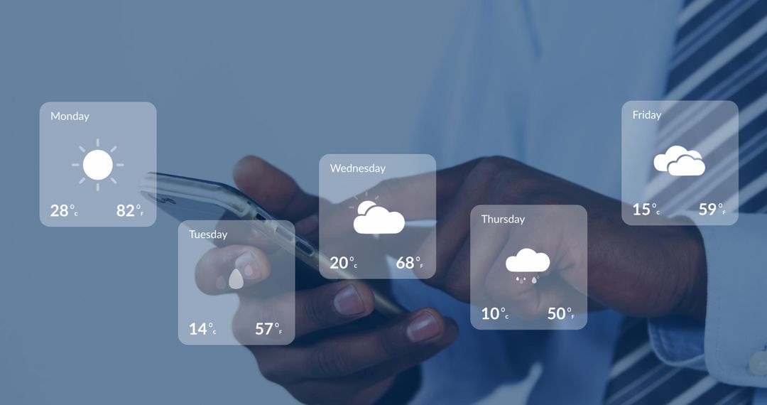 Professional Checking Weather with Digital Interface