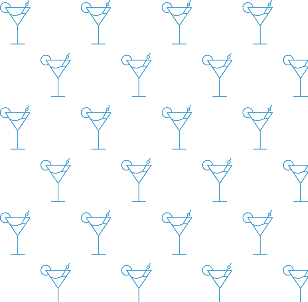 Blue Cocktail Pattern on Transparent Background for Creative Projects