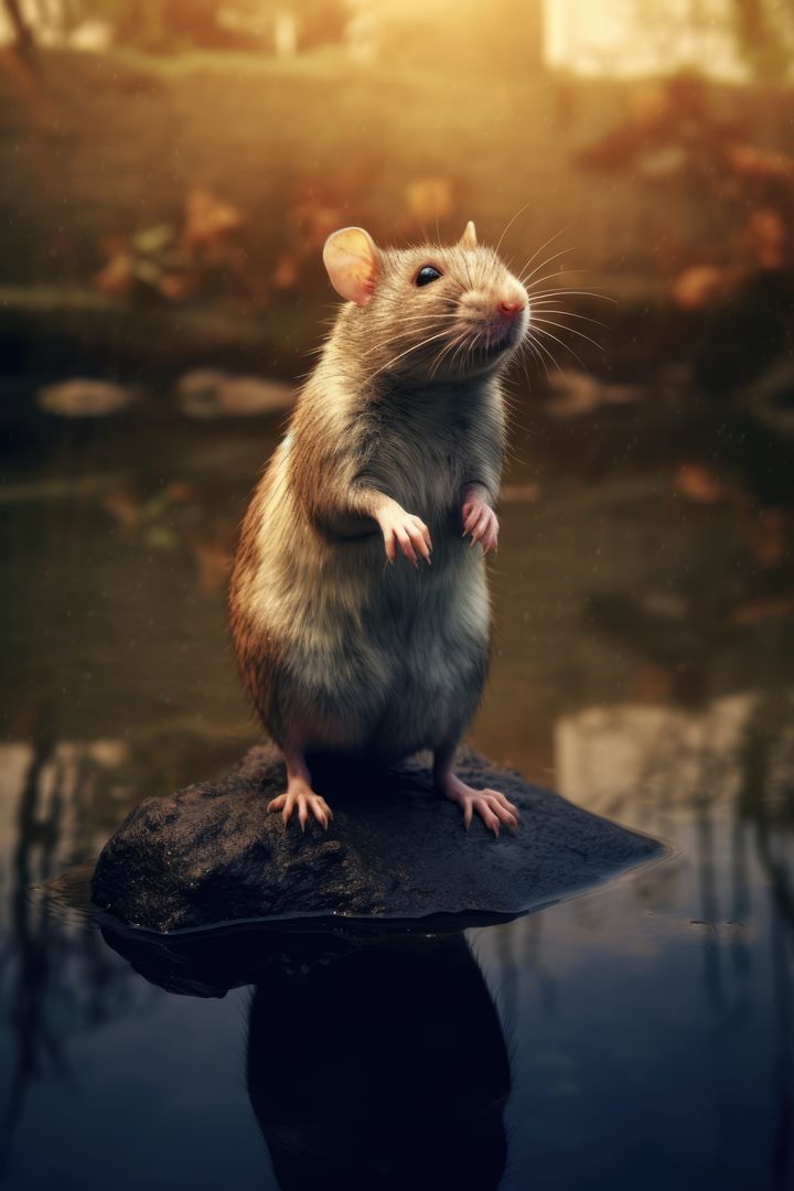 Portrait of big rat on rock in autumn forest, created using generative ai technology - Free Images, Stock Photos and Pictures on Pikwizard.com
