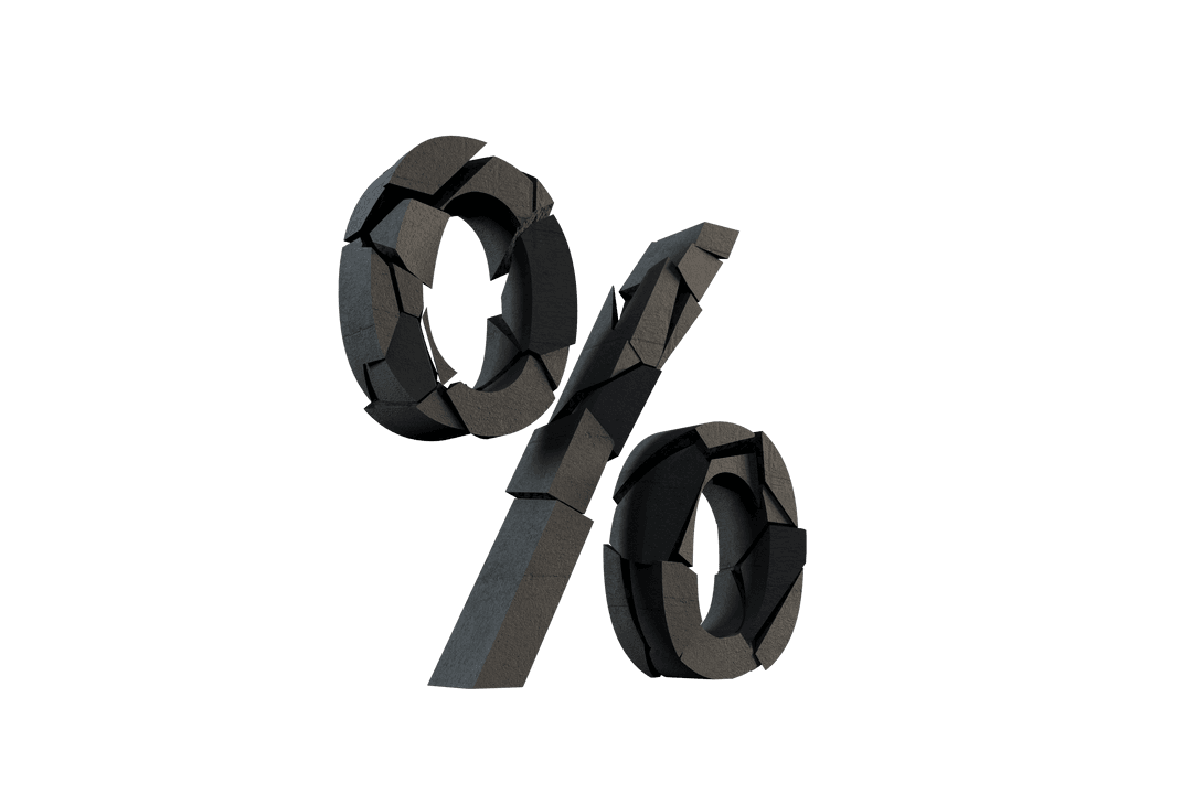 3D Cracked Asphalt Percent Sign Transparent Background