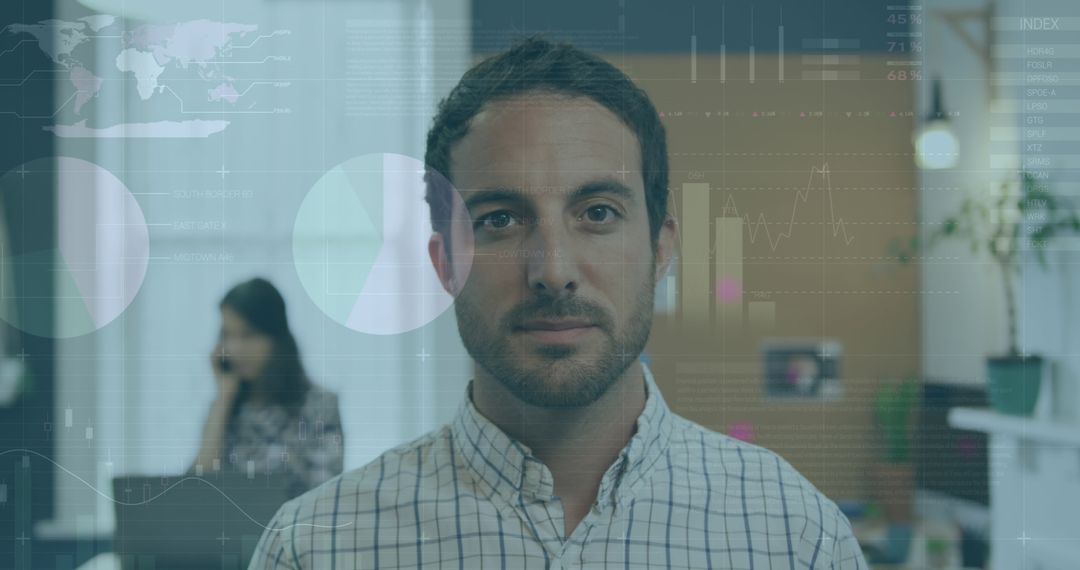 Data Processing with Businessman in Tech Office