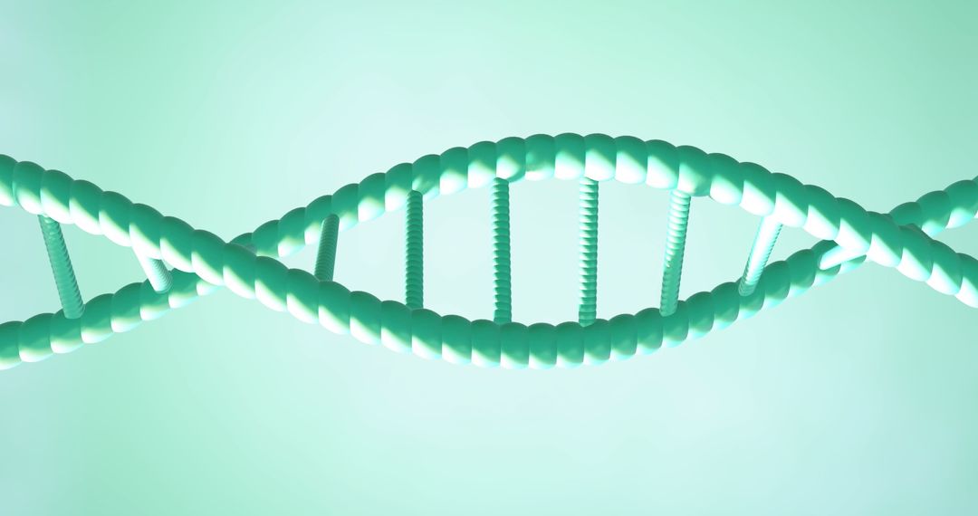 Spinning DNA Strand on Green Background