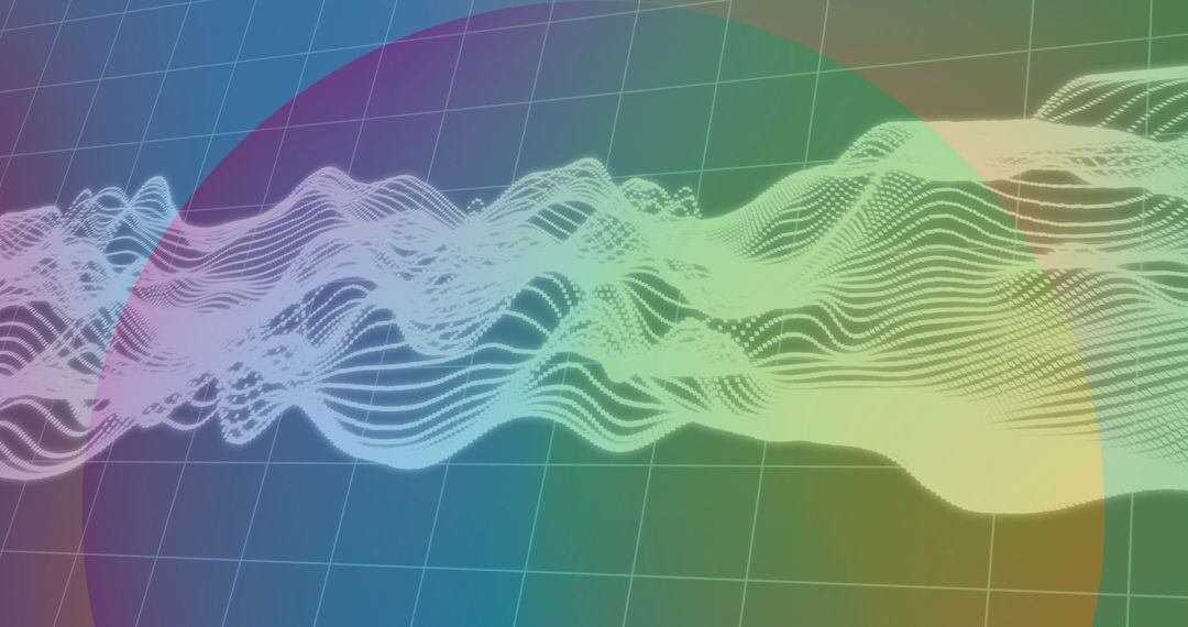 Futuristic Abstract Dotted Waveform with Geometric Color Overlay