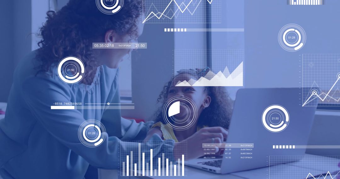 Modern Learning with Diverse Female Educator and Young Student Using Laptop