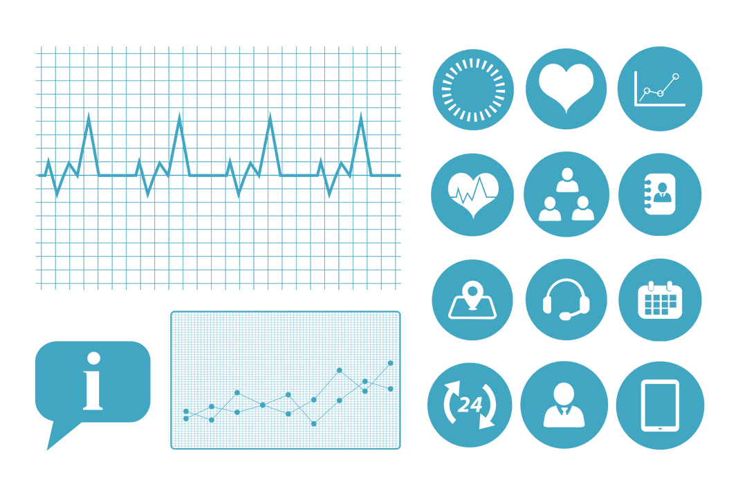 Transparent Digital Interface Icons Set with Heart and Messaging Symbols