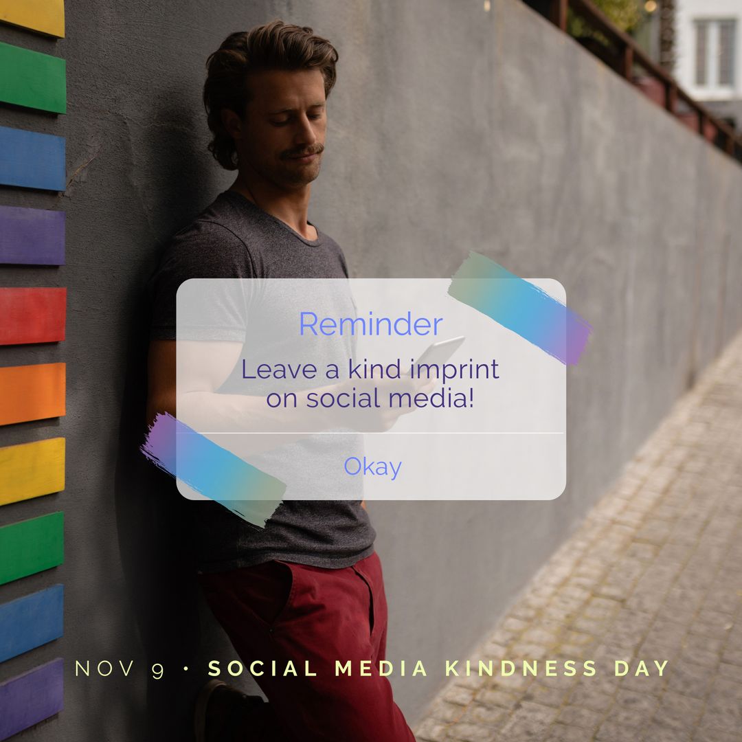 Social Media Kindness Day Reminder on Urban Walkway