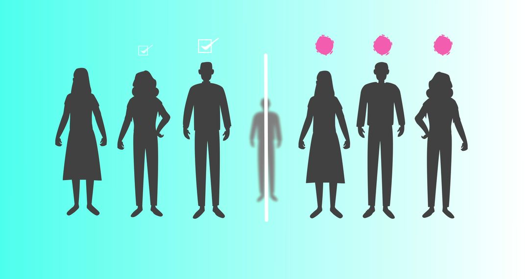 Silhouette Comparison with Health Status Indicators on Gradient Background - Free Images, Stock Photos and Pictures on Pikwizard.com