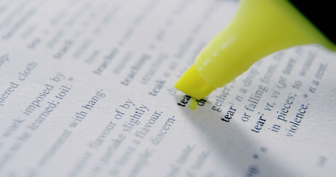 Close-up of Yellow Highlighter on Text - Free Images, Stock Photos and Pictures on Pikwizard.com