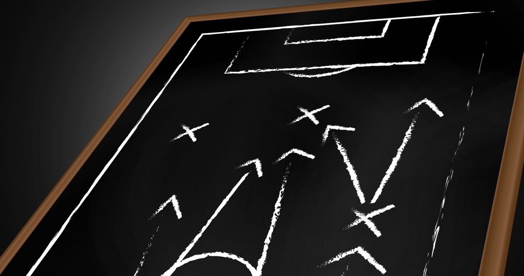Chalkboard Football Tactics Diagram with Arrows and Marks