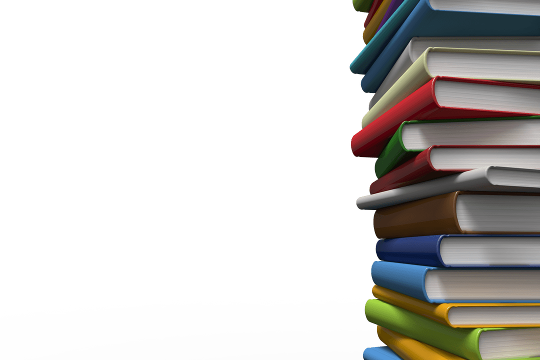 Colorful Stack of Books on Transparent Background for Education Themes