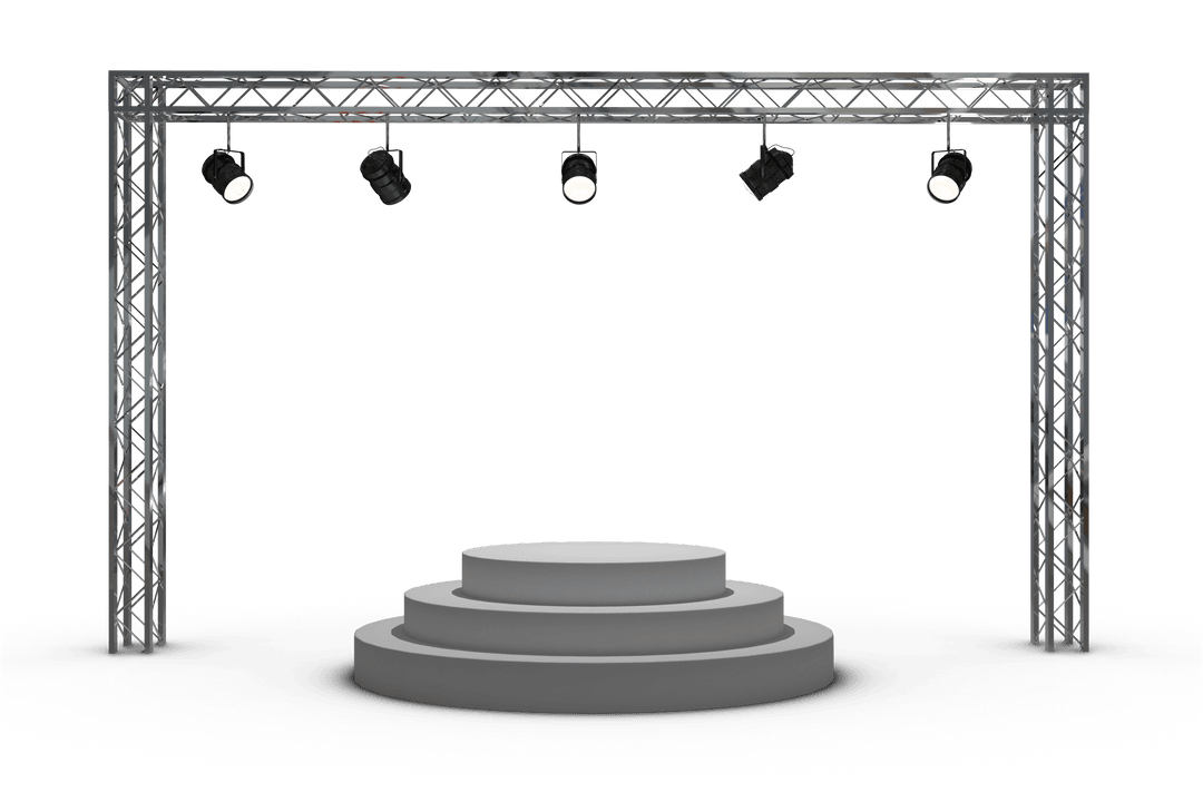 Digital Transparent Stage with Spotlights Illustration Isolated
