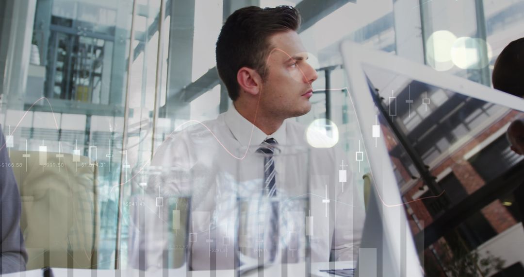 Caucasian Business Team Analyzing Global Data Trends