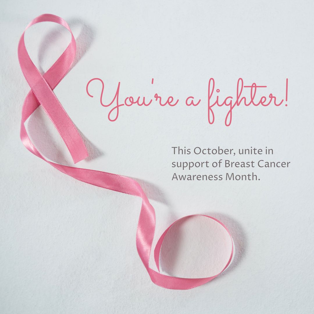 Breast Cancer Awareness Month with Pink Ribbon Motivational Message - Download Free Stock Templates Pikwizard.com