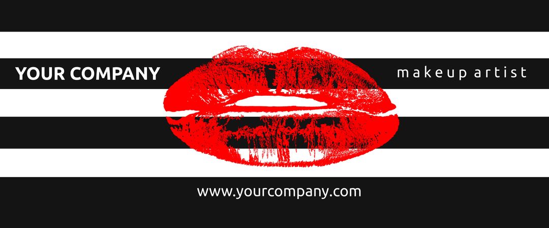 Red Lips on Monochrome Stripes for Makeup Artist Promotional Materials - Download Free Stock Templates Pikwizard.com