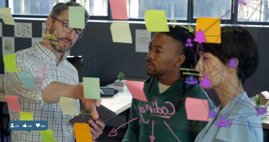 Diverse Team Brainstorming Creative Ideas with Digital Network