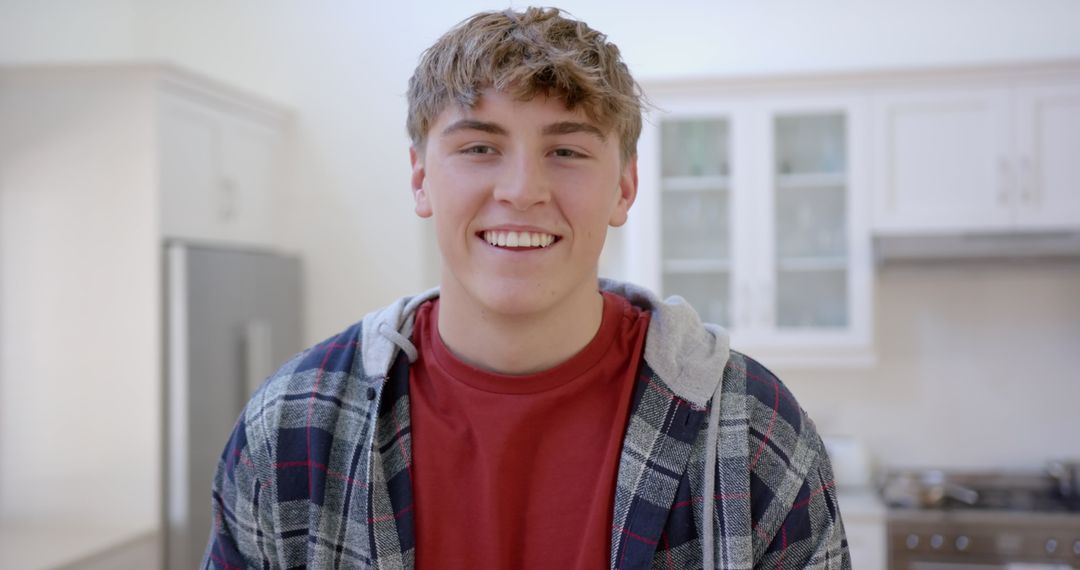 Smiling Young Caucasian Teenager at Home