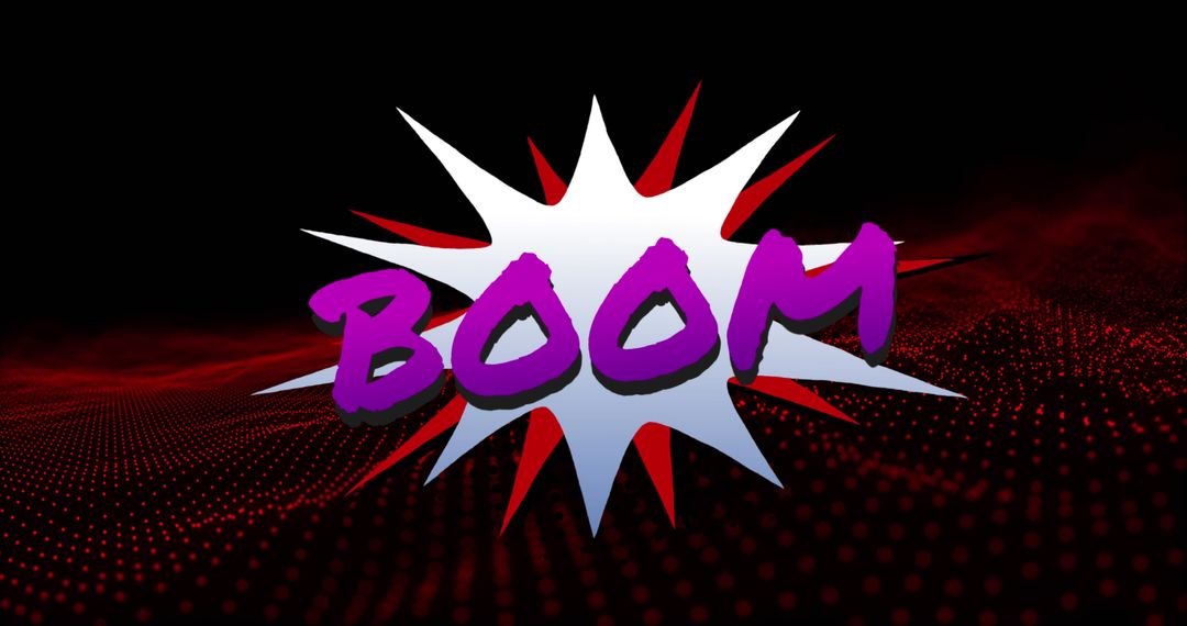 Vibrant Comic Style Boom Text with Red Dots