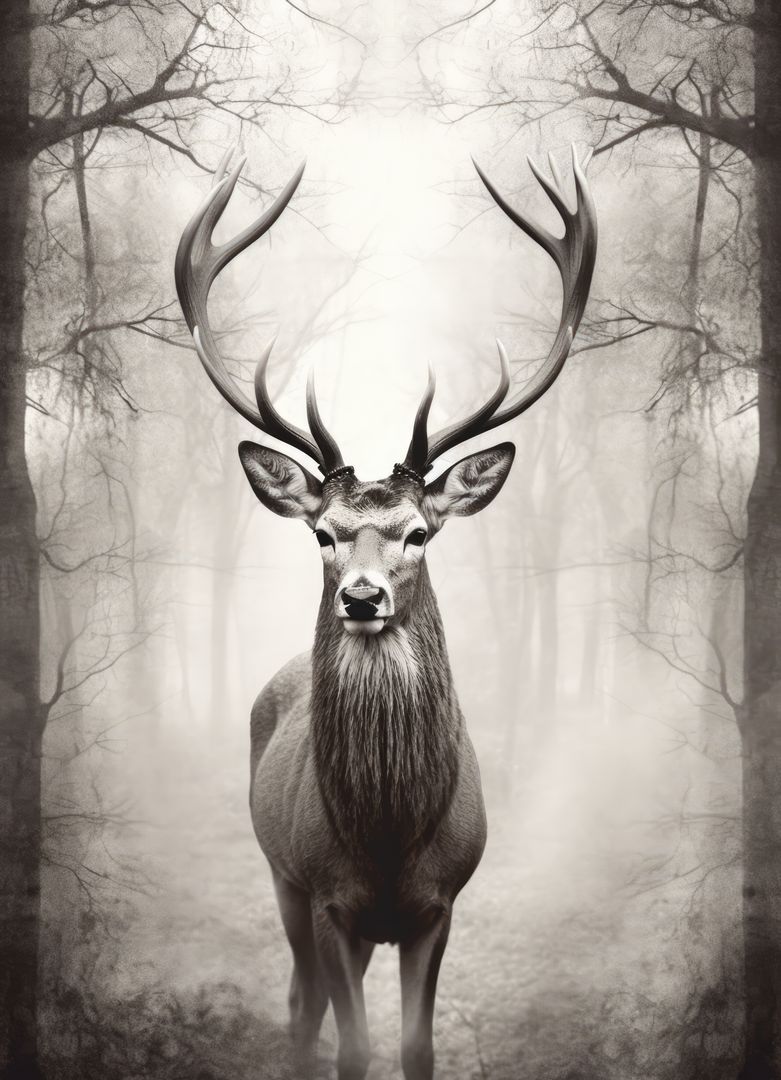 Majestic Deer Standing in Foggy Forest - Free Images, Stock Photos and Pictures on Pikwizard.com