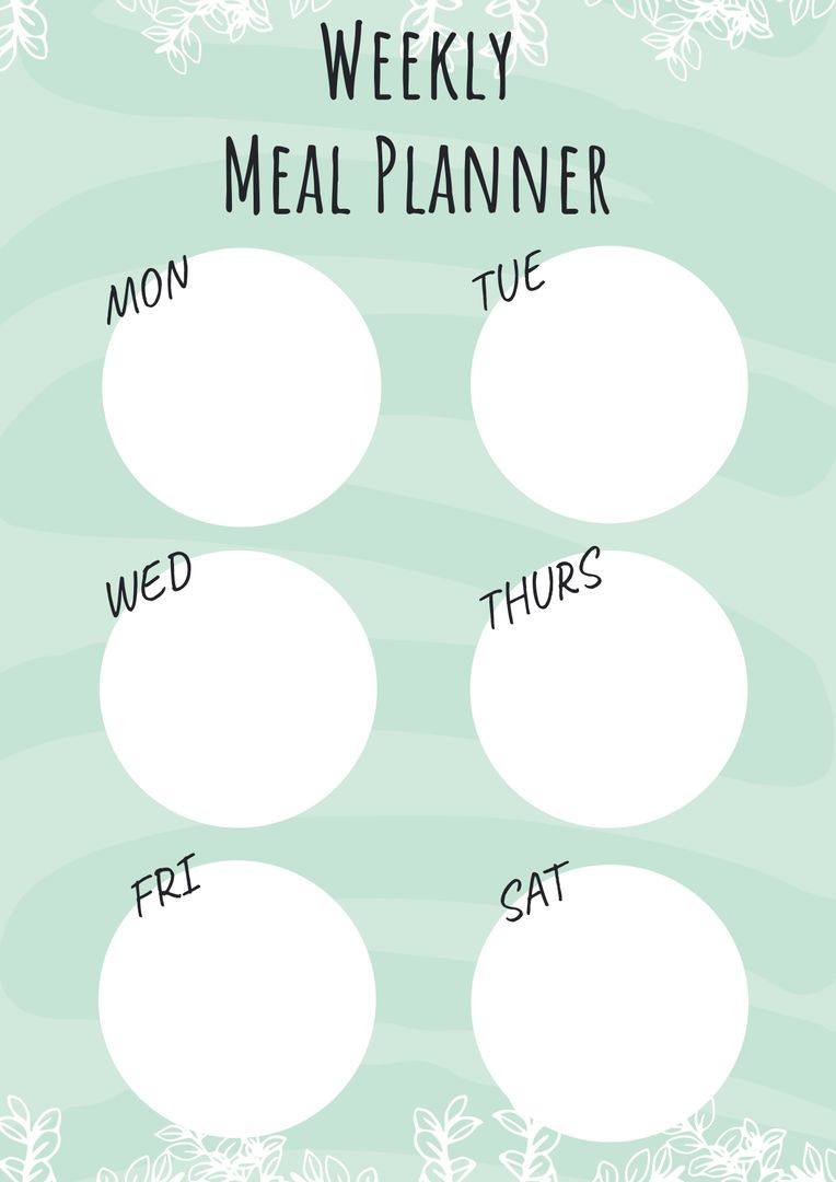 Botanical-Themed Weekly Meal Planner Template with Circular Spaces - Download Free Stock Templates Pikwizard.com