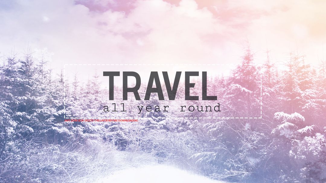 Winter Landscape with Inspiring Travel Quote Overlay