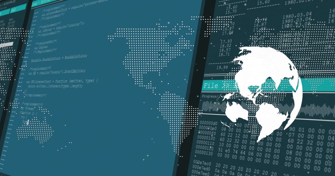 World Map and Code Panels on Tech Dashboard Interface
