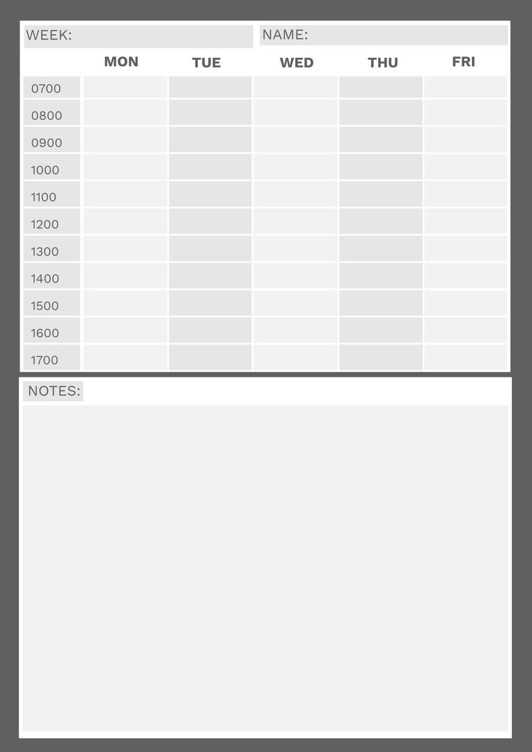 Minimalist Weekly Planner with Customizable Schedule