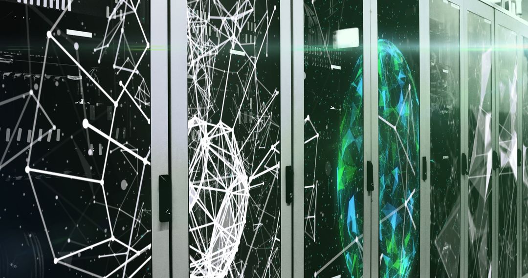 server rack with digital network patterns in data center - Free Images, Stock Photos and Pictures on Pikwizard.com