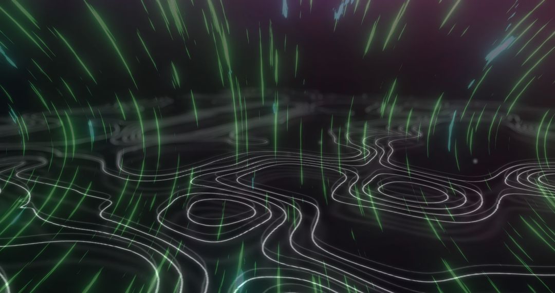 Futuristic Neon Light Trails over Dynamic Surface Landscape