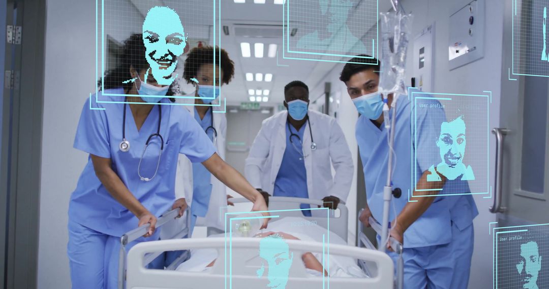 Diverse Medical Team with Digital Interface in Hospital