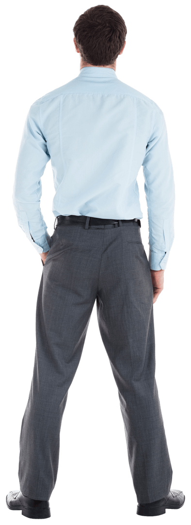 Transparent Businessman Standing in Formal Attire with Hand in Pocket
