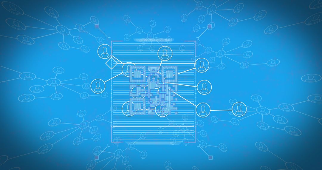 Digital Blue Connections: QR Code and Network Concept