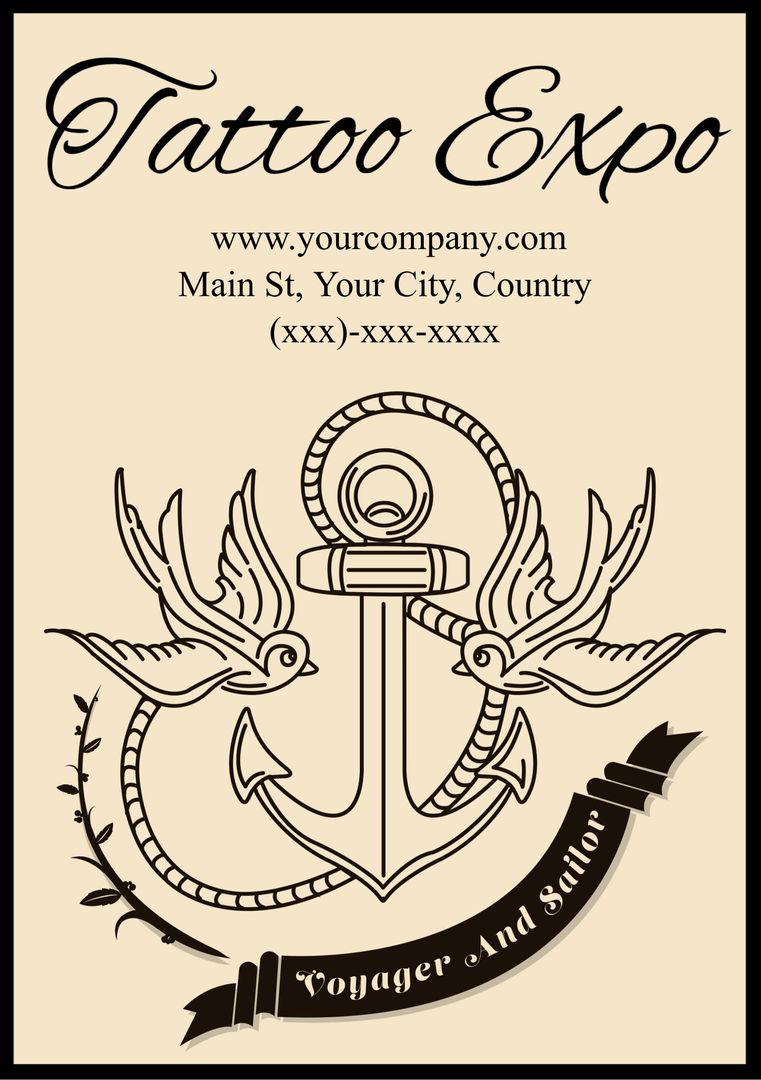 Nautical-Themed Tattoo Expo Poster with Vintage Design - Download Free Stock Templates Pikwizard.com