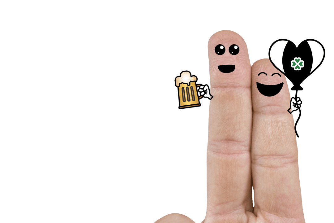 Happy Fingers Celebrating St. Patrick's Day on Transparent Background