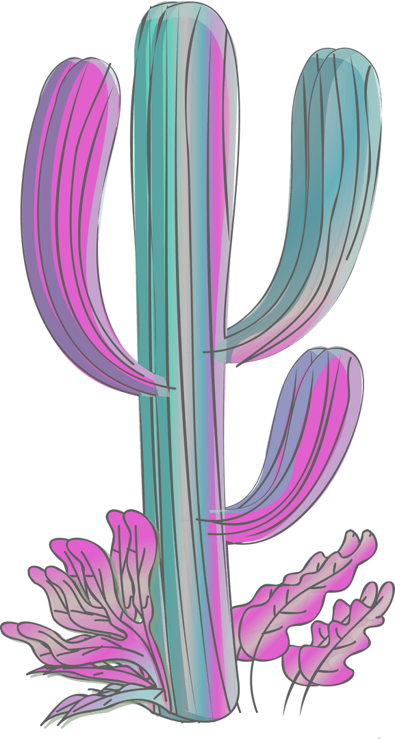 Futuristic Neon Cactus with Striking Transparent Glow