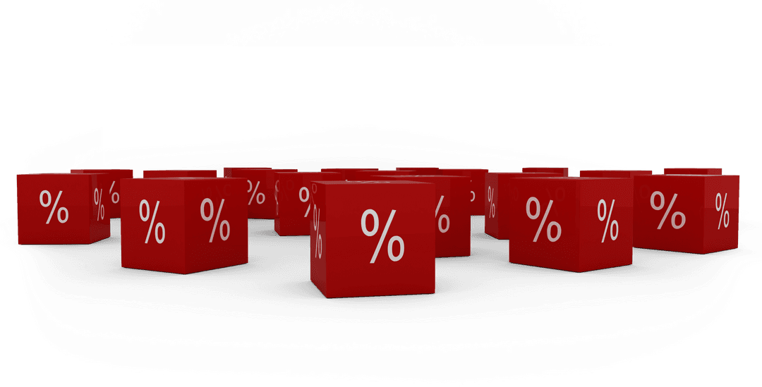 Floating Red Percentage Symbol on Transparent Background